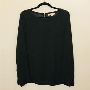Loft | Black Sheen Long Sleeve Boat Neck